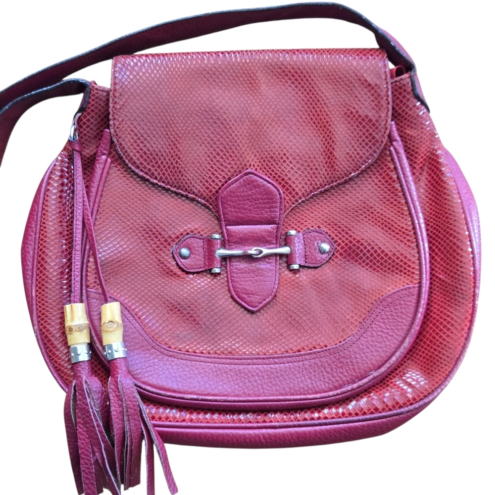 Dark Red Large Shoulder Bag - Faux Luxury - Fashion Purse